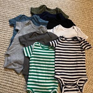 (9) Primary Short-Sleeved Onesies - Organic Cotton